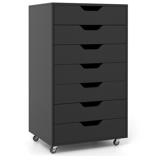 Black 7-Drawer Chest Dresser with Lockable Wheels, Wooden Storage Unit | Michaels Black 7-Drawer Chest Dresser with Lockable Wheels, Wooden Storage Unit | Michaels